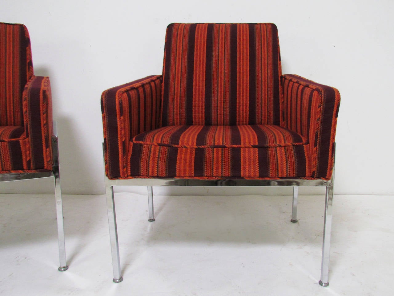 Late 20th Century Pair of 1970s Chrome Lounge Chairs in the Manner of Milo Baughman