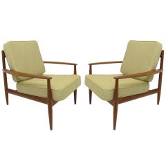Vintage Pair of Danish Teak Lounge Chairs by Grete Jalk,  France & Sons