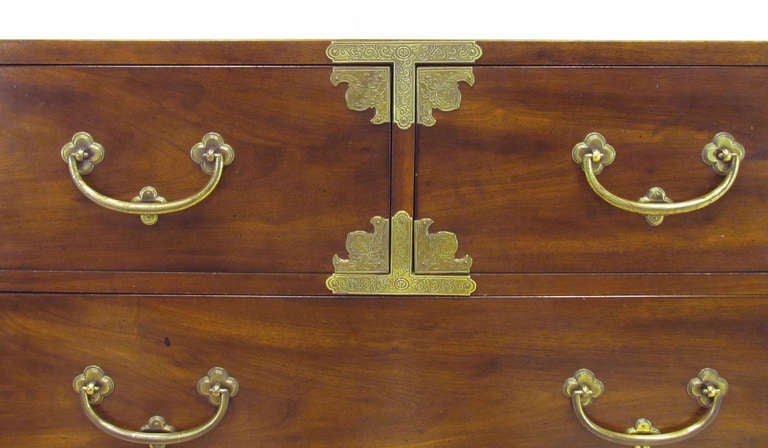 American Asian Inspired Campaign Highboy Chest of Drawers by Henredon