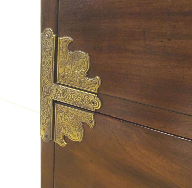 Asian Inspired Campaign Highboy Chest of Drawers by Henredon In Good Condition In Peabody, MA