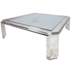 Lucite and Glass Coffee Table by Les Prismatiques