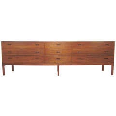 Vintage Extra Long Danish Teak, Nine Drawer Dresser