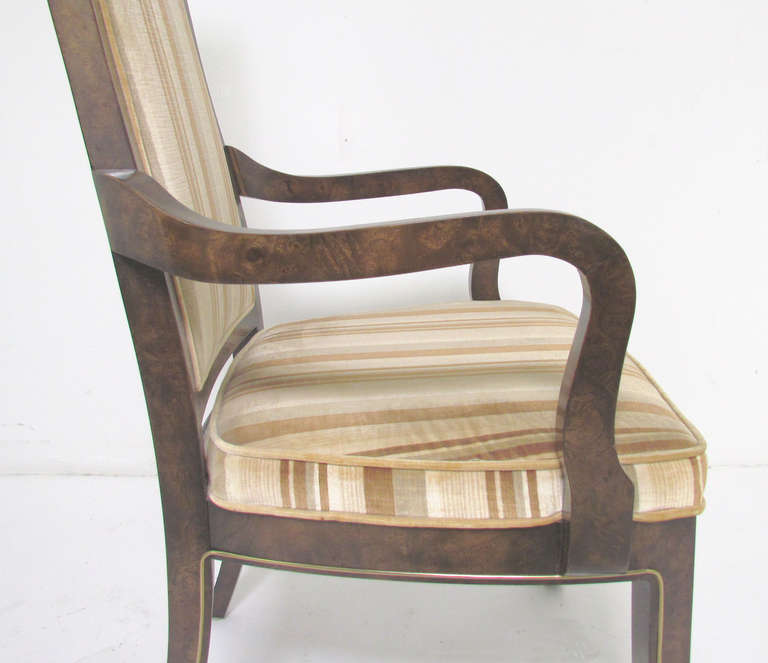 Set of Eight High Back Amboyna Burl Dining Chairs by Doezema for Mastercraft 3