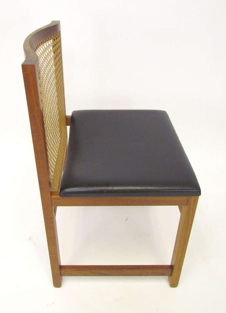 Set of Four Danish Teak and Cane Dining Chairs by Knud Andersen In Good Condition In Peabody, MA