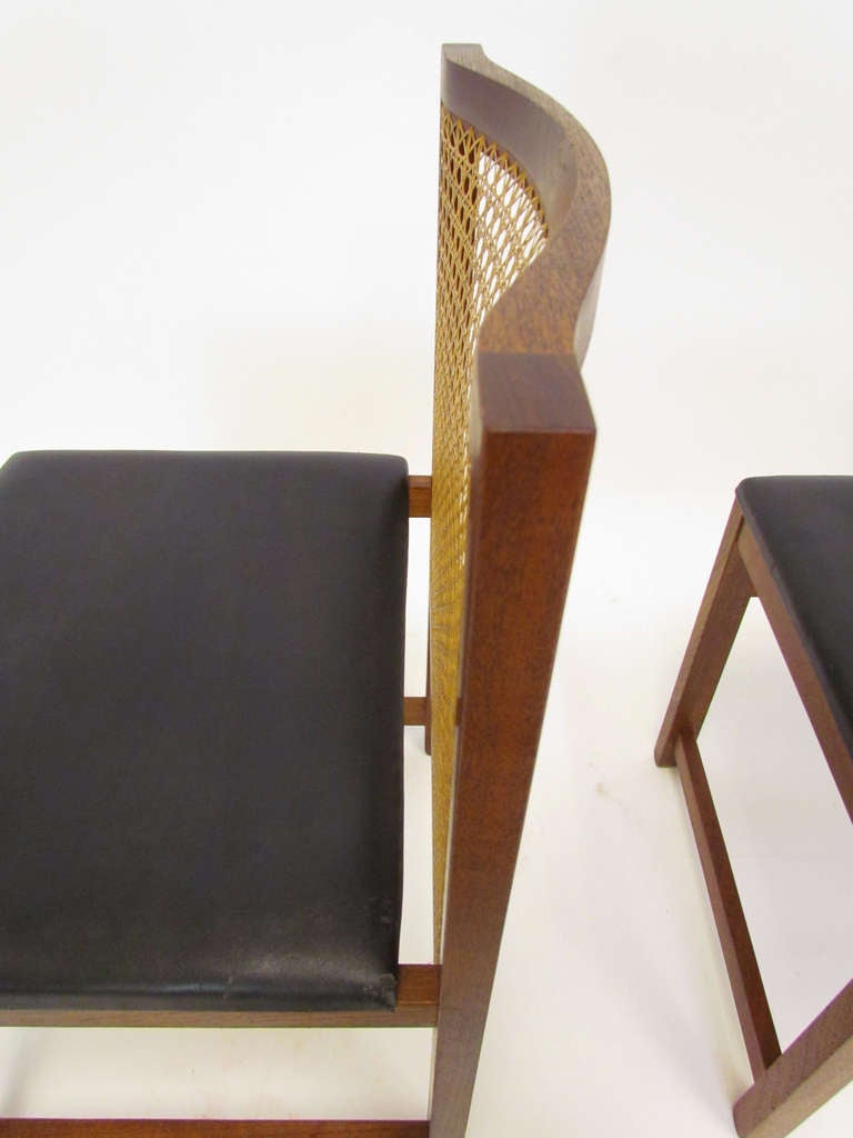 Set of Four Danish Teak and Cane Dining Chairs by Knud Andersen 3