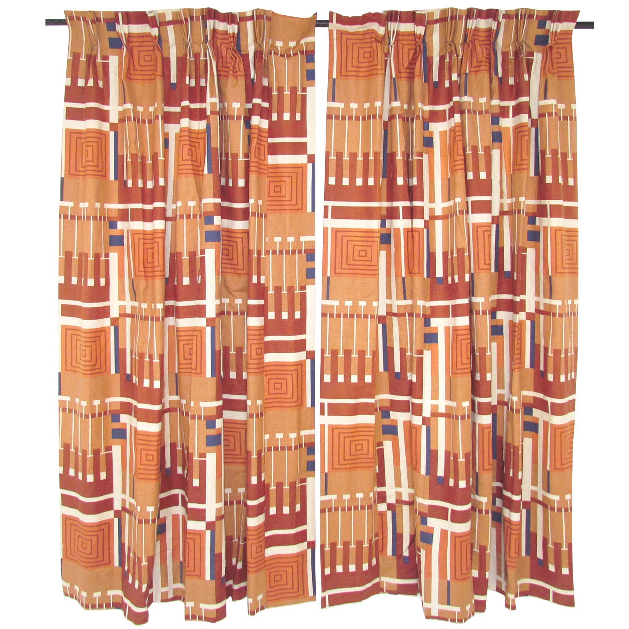 Pair of Frank Lloyd Wright "Taliesin Line"  Curtains ca. 1950s