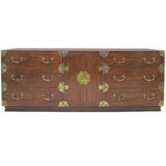 Vintage Asian Inspired Campaign Long Chest of Drawers by Henredon