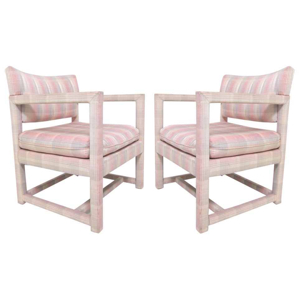 Pair of Open-Arm Lounge Chairs by Milo Baughman