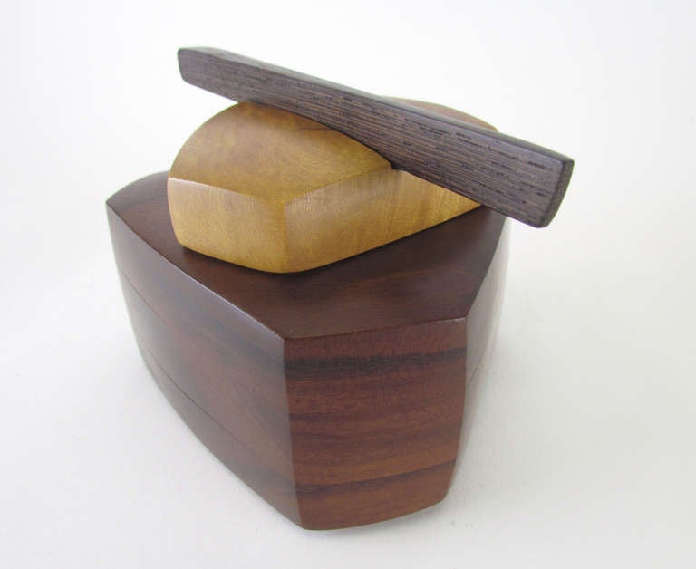 American Hand Turned Puzzle Trinket Box by Fletcher Cox, circa 1960s