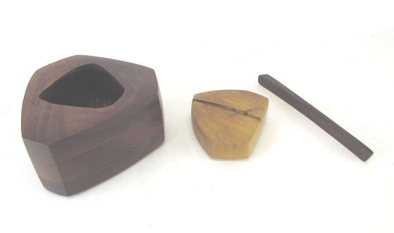 Wood Hand Turned Puzzle Trinket Box by Fletcher Cox, circa 1960s