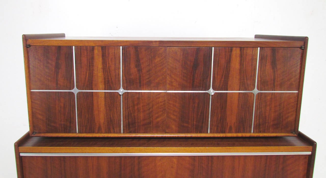 Scandinavian Modern Scandinavian Mid-Century Dresser in Walnut and Aluminum by Edmond Spence