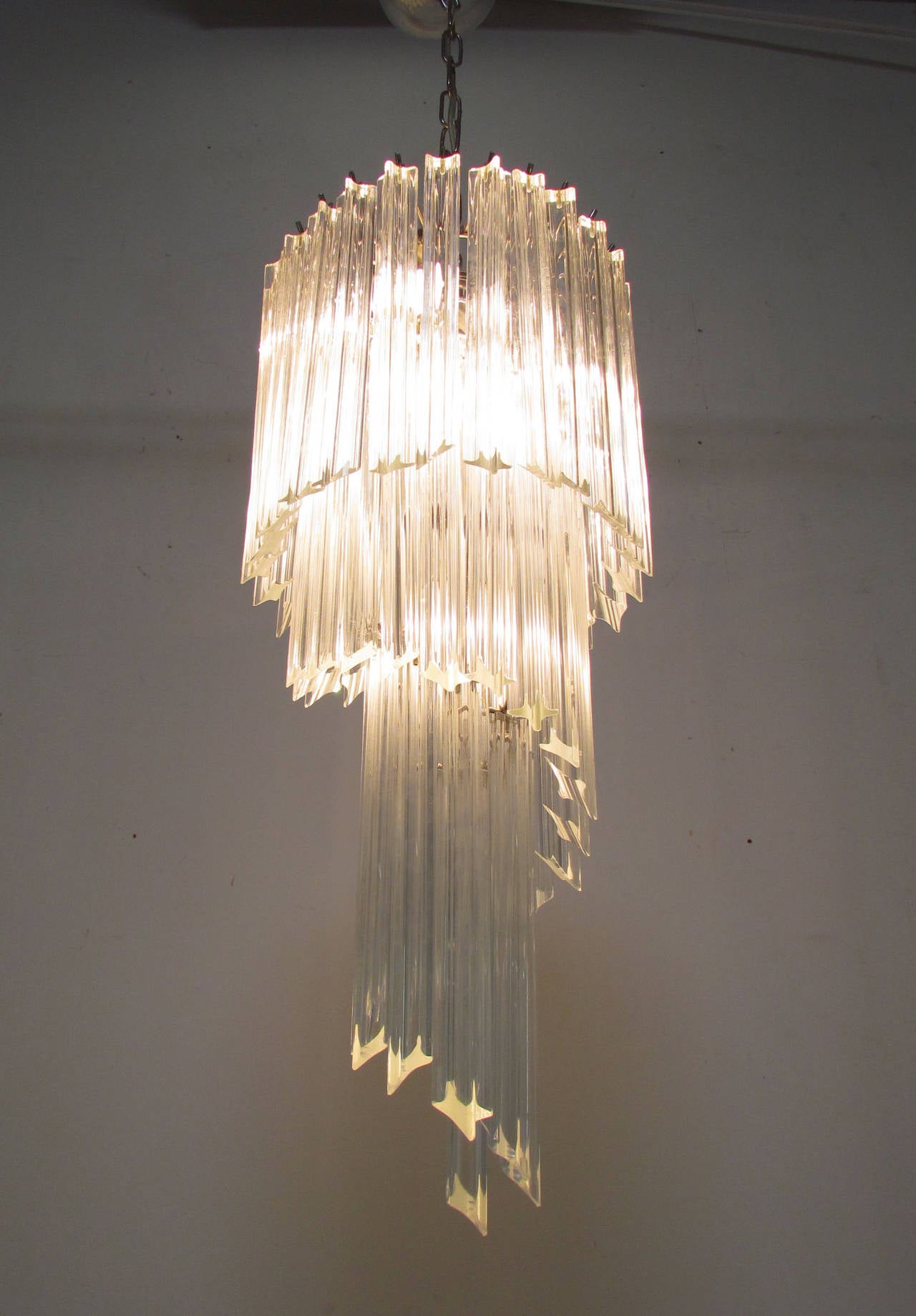 Murano Glass Crystal Spiral Chandelier by Venini at 1stDibs