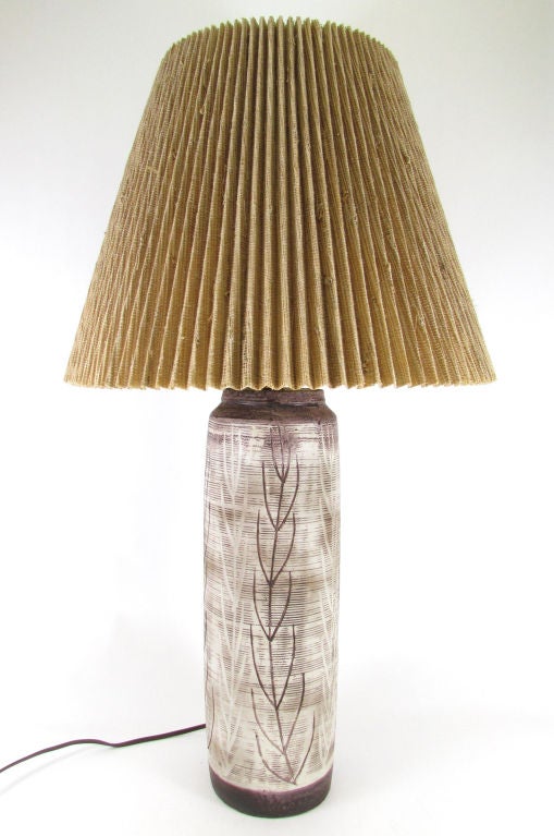 Sgrafitto Art Pottery Lamp by Studio Potter Nancy Wickham