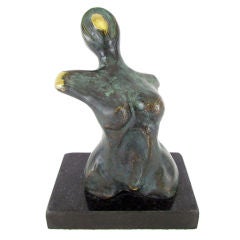 Modernist Bronze Nude Sculpture in Manner of Henry Moore