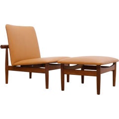 Danish Teak &  Leather Lounge Chair & Ottoman by Finn Juhl
