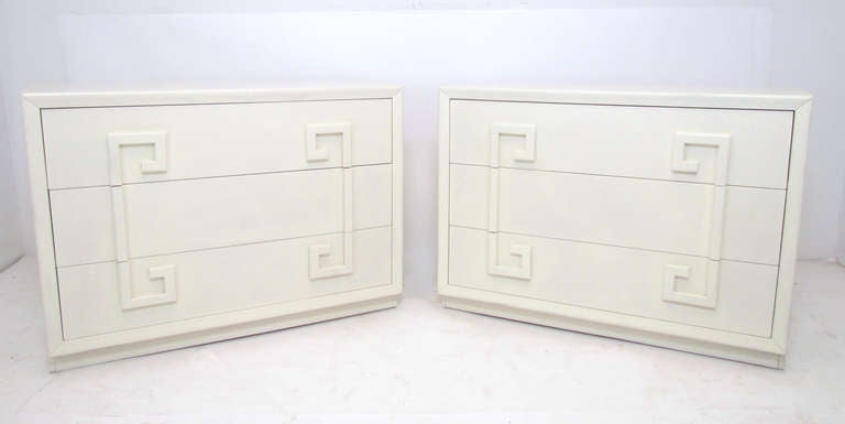 Pair of Greek Key Chest of Drawers in the Style of Kittinger