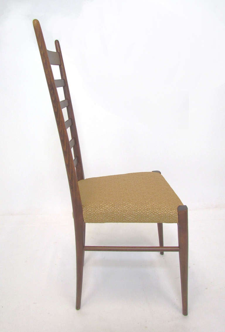Mid-20th Century Set of Four Italian Ladder Back Dining Chairs in the Style of Gio Ponti
