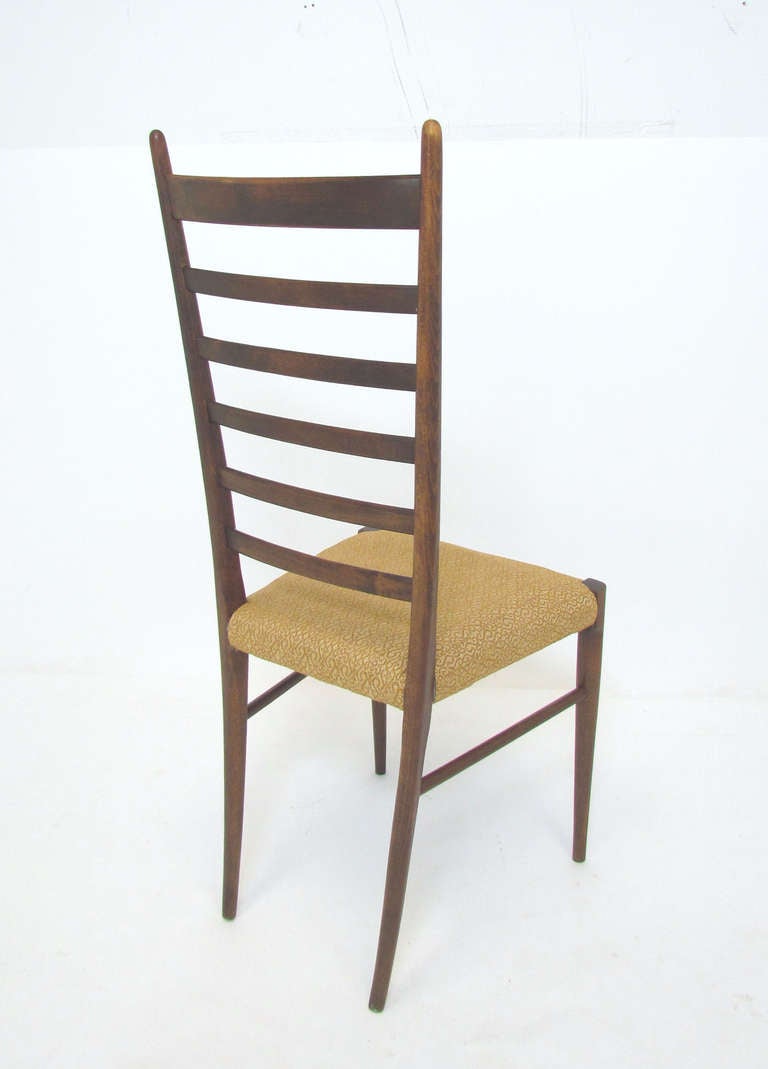 Upholstery Set of Four Italian Ladder Back Dining Chairs in the Style of Gio Ponti