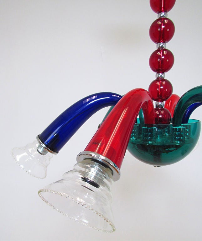 Blown Glass Six Arm Italian Glass Chandelier, Giuseppe Righetto for Artemide