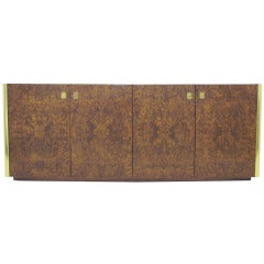 Burl and Brass Hollywood Regency Style Sideboard