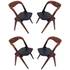 Set of Four Danish Teak Dining Chairs by Vamo