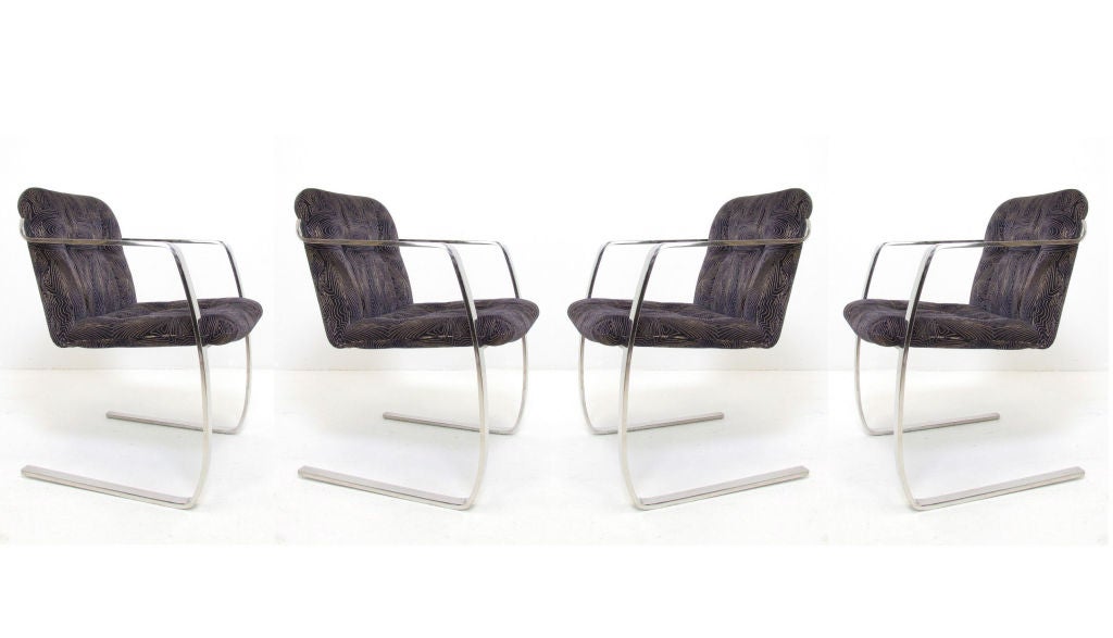 Set of Four Cantilever Dining Chairs in Chromed Steel ca. 1970s