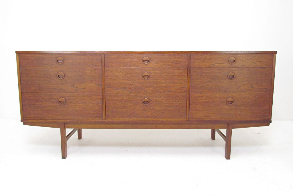 Scandinavian Modern Teak Cabinet or Triple Dresser By Dux
