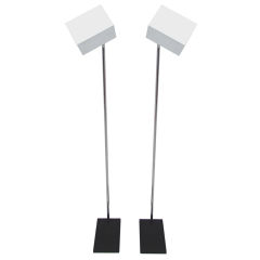 Pair of Floor Lamps w/ Rectilinear Shades by Sonneman for Kovacs