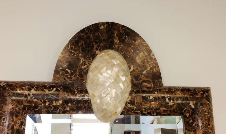 20th Century Tessellated Marble Console Table and Mirror Attributed to Enrique Garcel