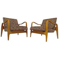 Pair of Sculptural Bent Ply Lounge Chairs by Thonet, circa 1950s
