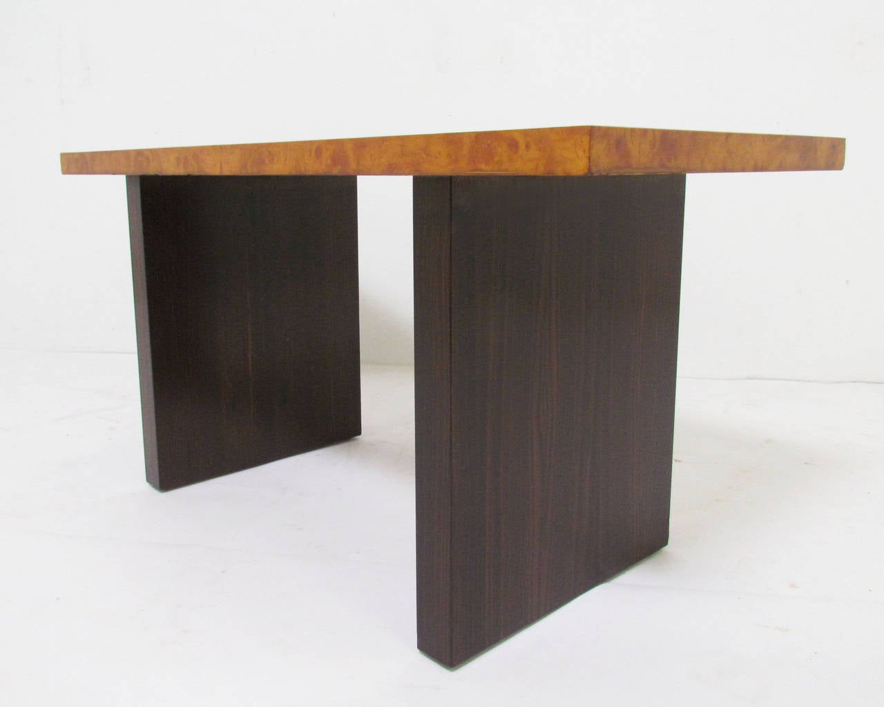 Mid-Century Modern Inlaid Burl Wood and Macassar Bench or Occasional Table by Andrew Szoeke For Sale