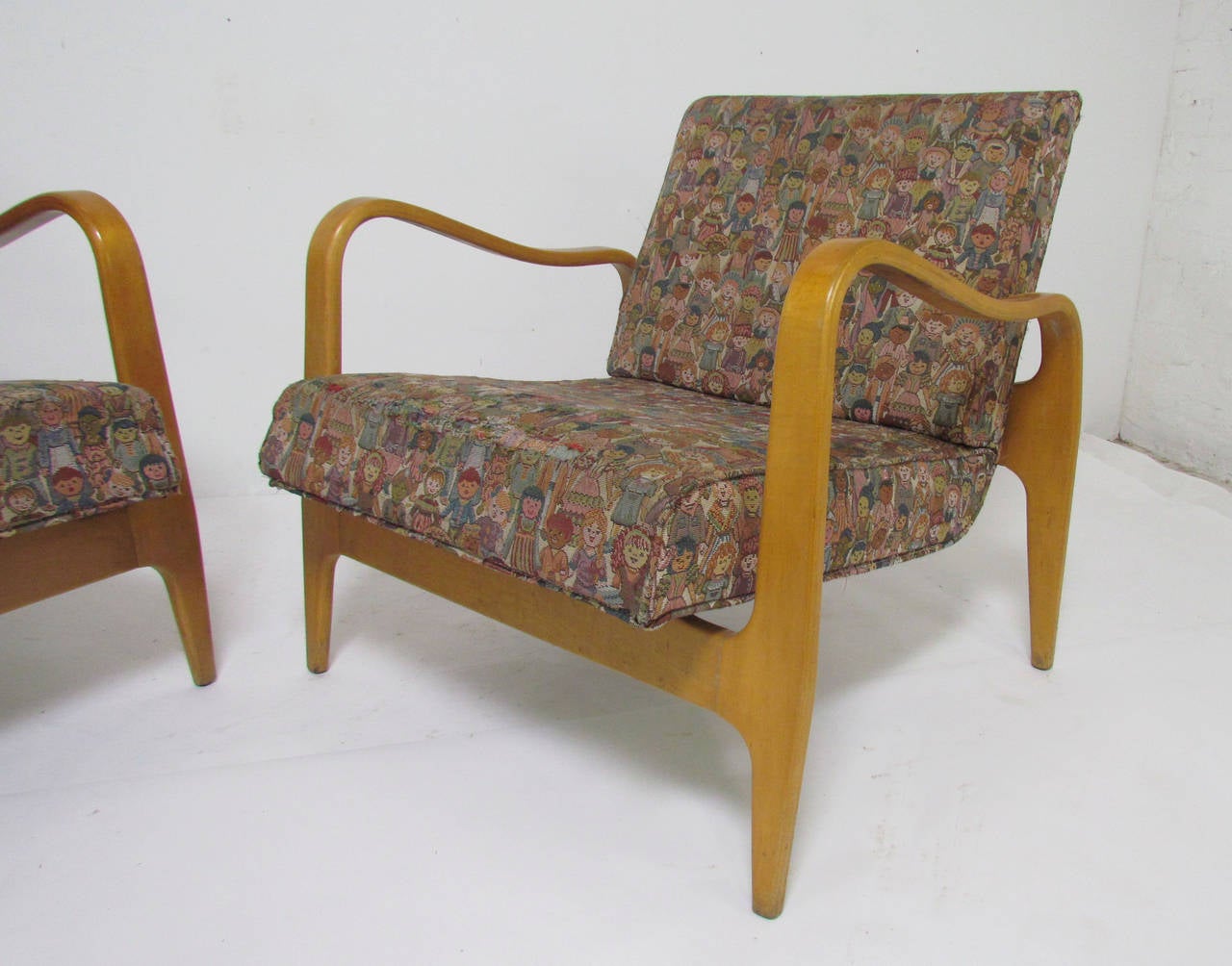 Mid-Century Modern Pair of Sculptural Bent Ply Lounge Chairs by Thonet, circa 1950s