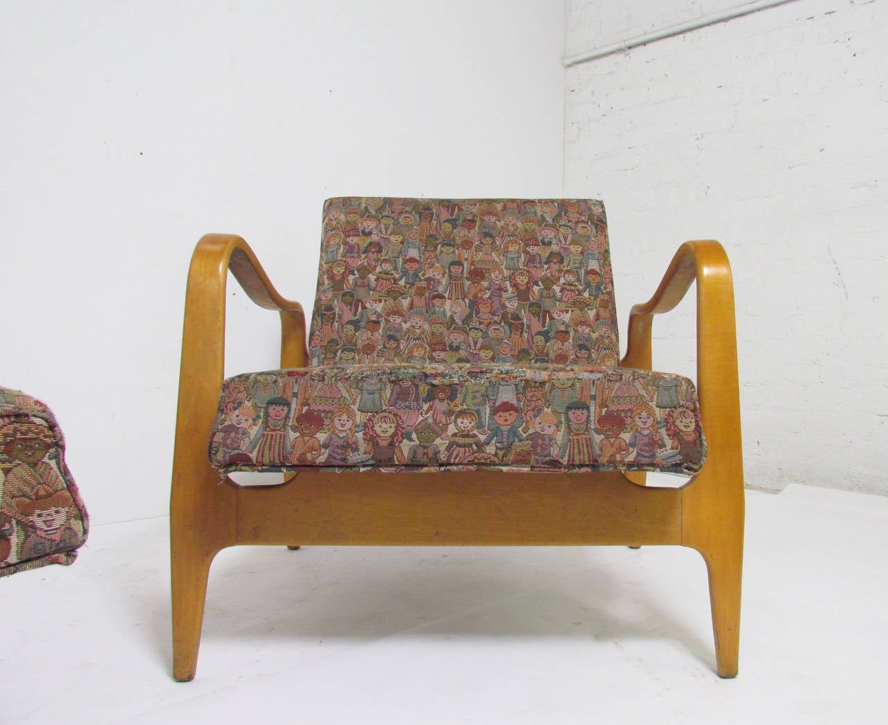 Pair of Sculptural Bent Ply Lounge Chairs by Thonet, circa 1950s In Good Condition In Peabody, MA