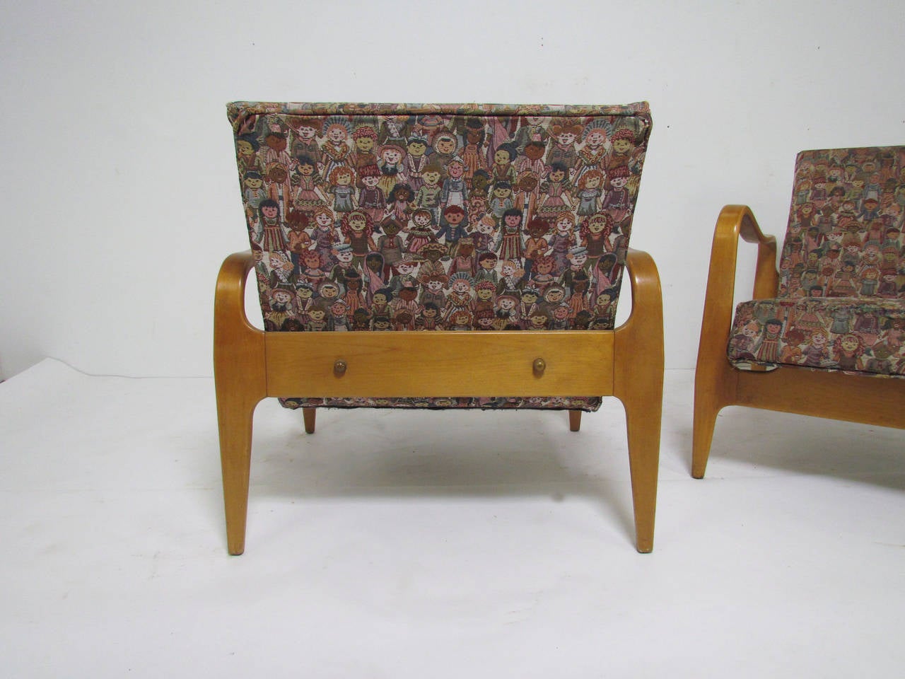 Upholstery Pair of Sculptural Bent Ply Lounge Chairs by Thonet, circa 1950s