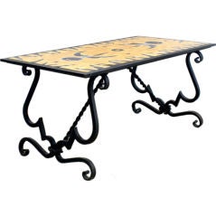 French Mid-Century Tile Top Table by Jean Lurcat French Mid-Century Tile Top Table by Jean Lurcat