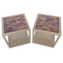 Pair of End Tables with Tile Tops by Edward Wormley for Drexel Precedent 9