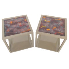 Pair of End Tables with Tile Tops by Edward Wormley for Drexel Precedent