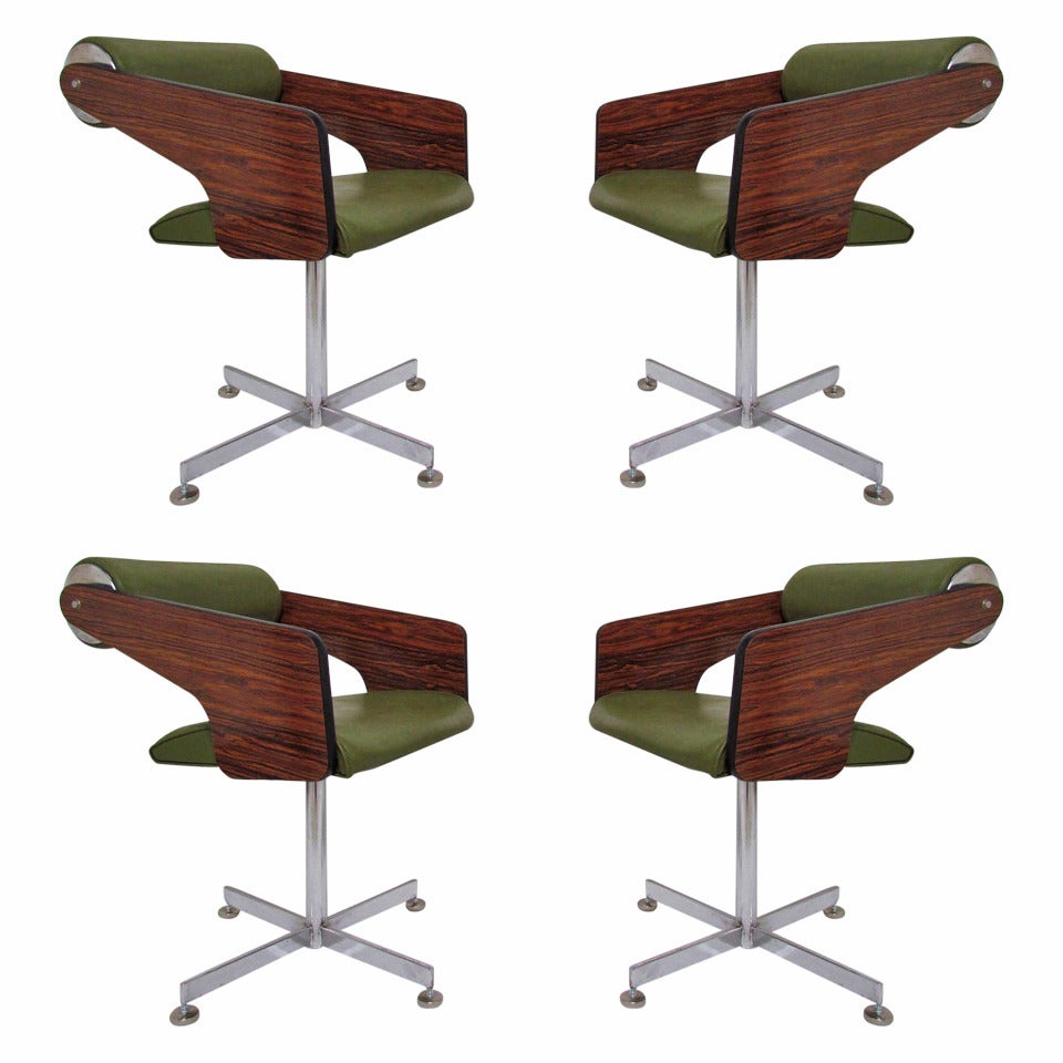 Set of Four Space Age Swivel Dining Chairs by Luigi Tiengo, circa 1960s