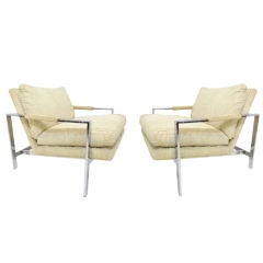 Pair of Chrome Lounge Chairs by Milo Baughman for Thayer-Coggin