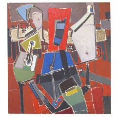 Abstract Oil Painting by Listed Artist Ralph Gagnon ca. 1960s