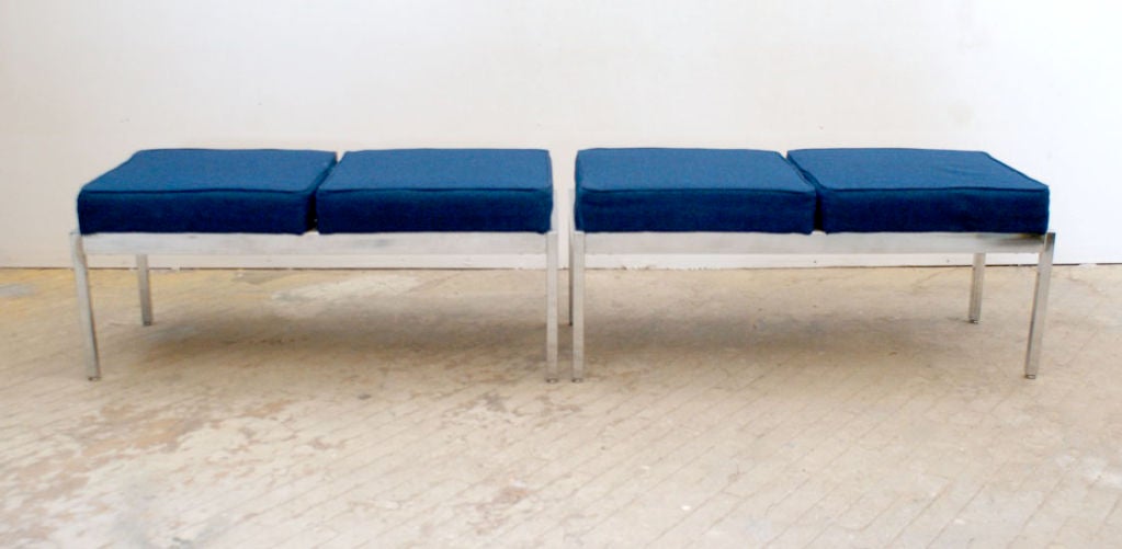 Pair of chrome benches by Emeco, ca. 1970s. Priced as a pair.