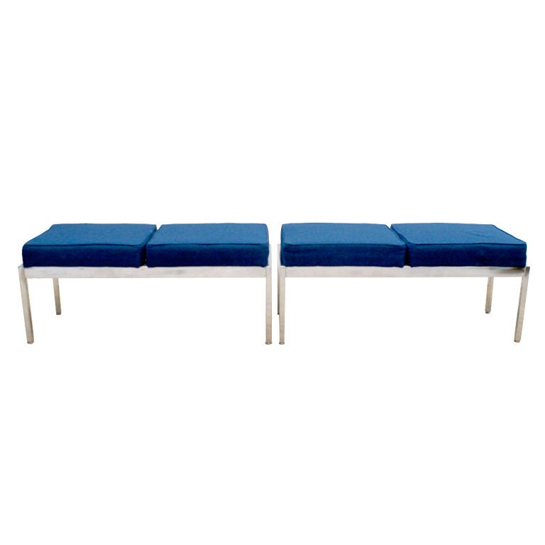 Pair of Sleek Chrome Benches by Emeco