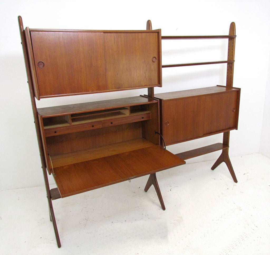 Danish Teak Free Standing Wall Unit, ca. 1950s