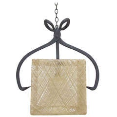 Rare Whimsical Pendant Light in Form of Ice Tongs and Cube