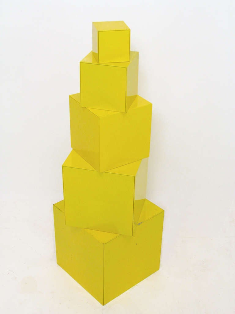 Mid-Century Modern Pop Art Enameled Metal Sculpture Cubes ca. 1960s