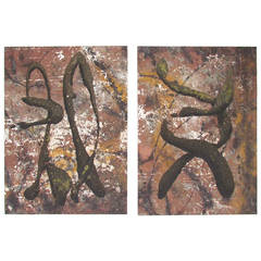 Pair of Abstract Expressionist Paintings by Reid Stowe