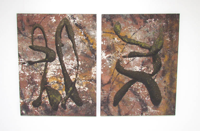 Pair of Abstract Expressionist Paintings by Reid Stowe