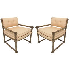 Pair of Elegant Mid-Century Block & Spindle Arm Chairs