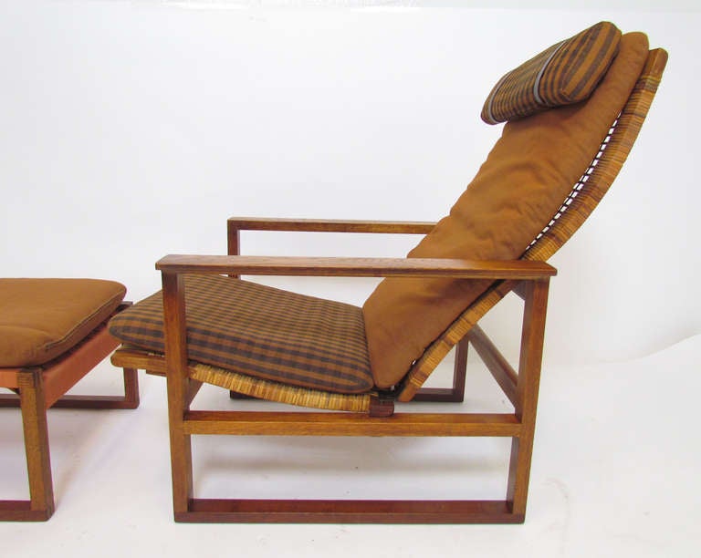 Mid-Century Modern Danish High Back Lounge Chair and Ottoman by Borge Mogensen