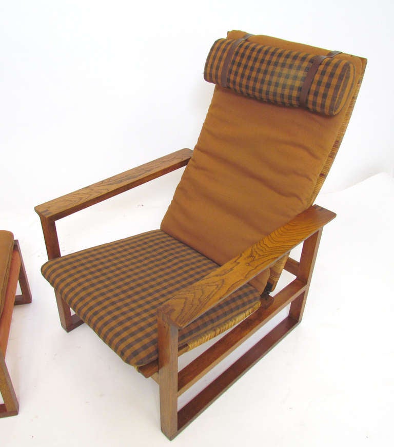 Danish High Back Lounge Chair and Ottoman by Borge Mogensen In Good Condition In Peabody, MA